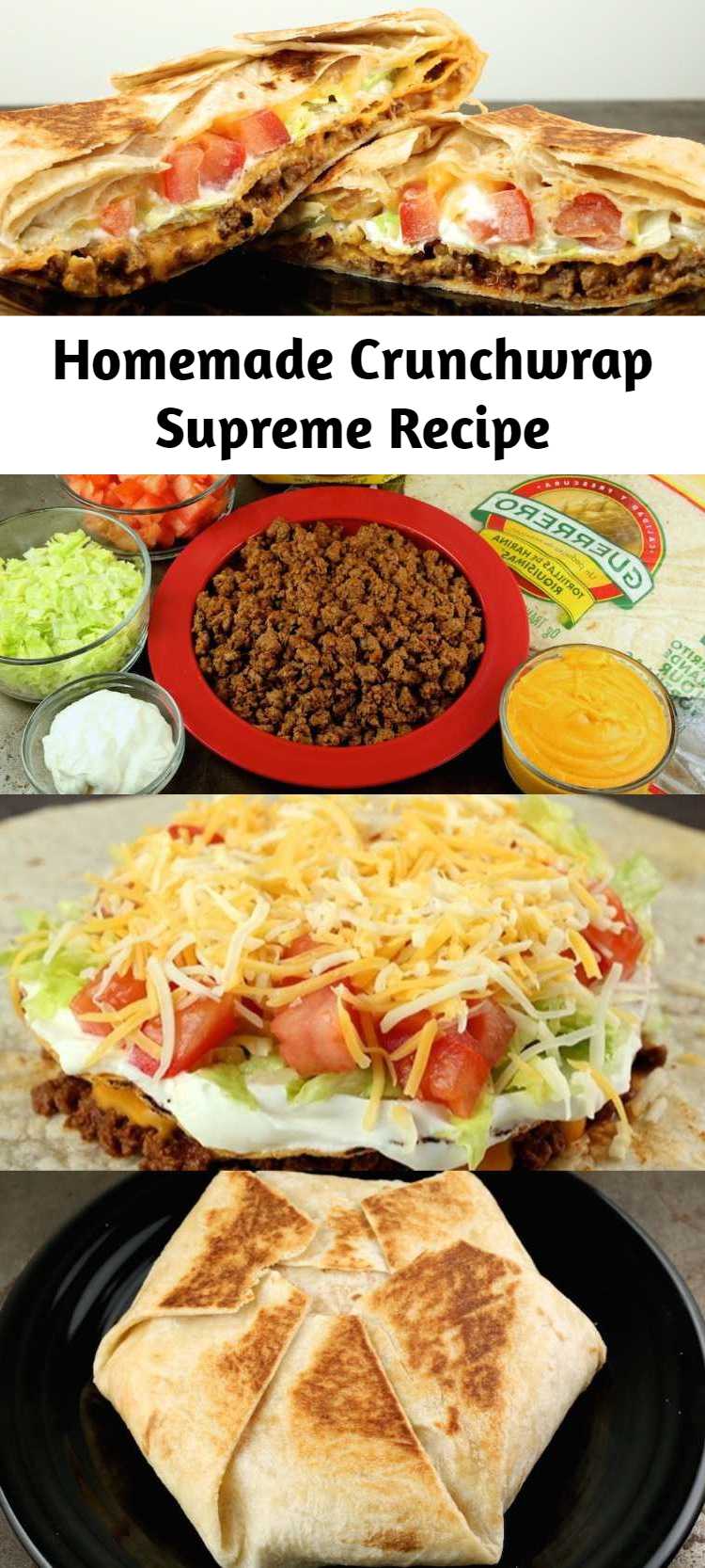 Homemade Crunchwrap Supreme Recipe - You can now make everyone’s favorite Taco Bell item, the Crunchwrap Supreme, at home with this easy to follow recipe. Just like the fast-food version, this homemade Crunchwrap Supreme is packed with all the toppings!