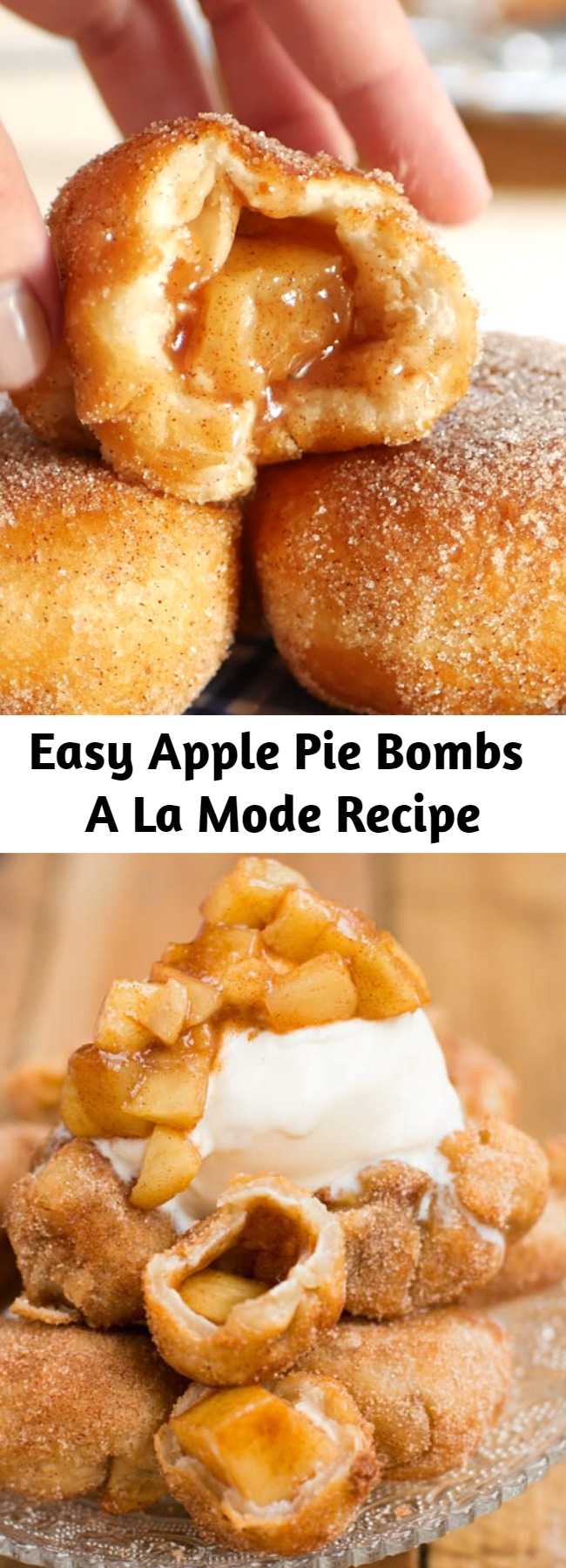 Easy Apple Pie Bombs A La Mode Recipe - It's not fall until you've made apple pie bombs a la mode with creamy vanilla ice cream and those glazed apples all over the tops. I love fall dessert recipes!