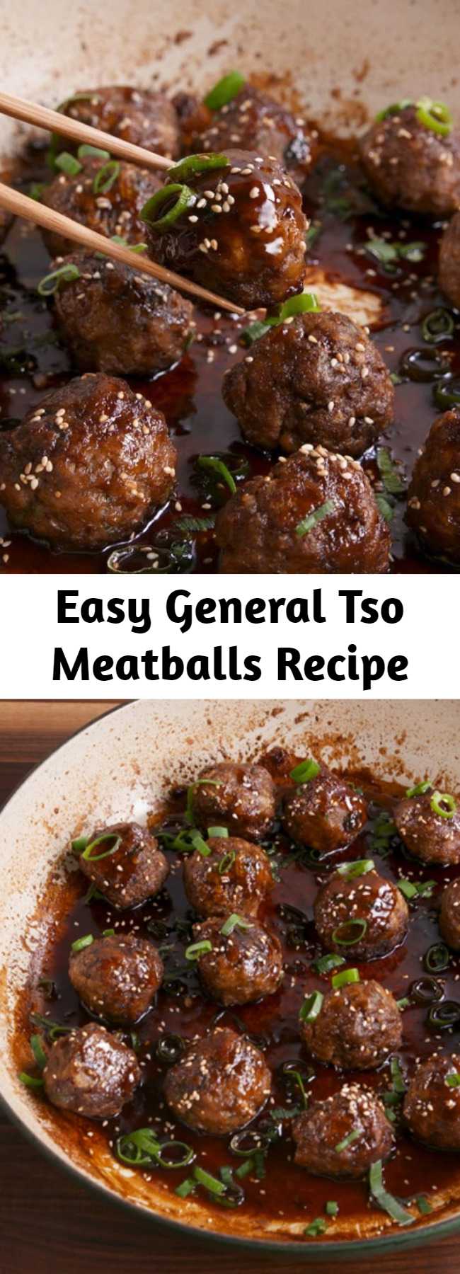 Easy General Tso Meatballs Recipe - Skip the takeout and create your own version as a meatball. #recipe #easyrecipe #easy #easydinner #dinner #dinnerrecipes #meatballs #beef #groundbeef #chinese #chinesefood