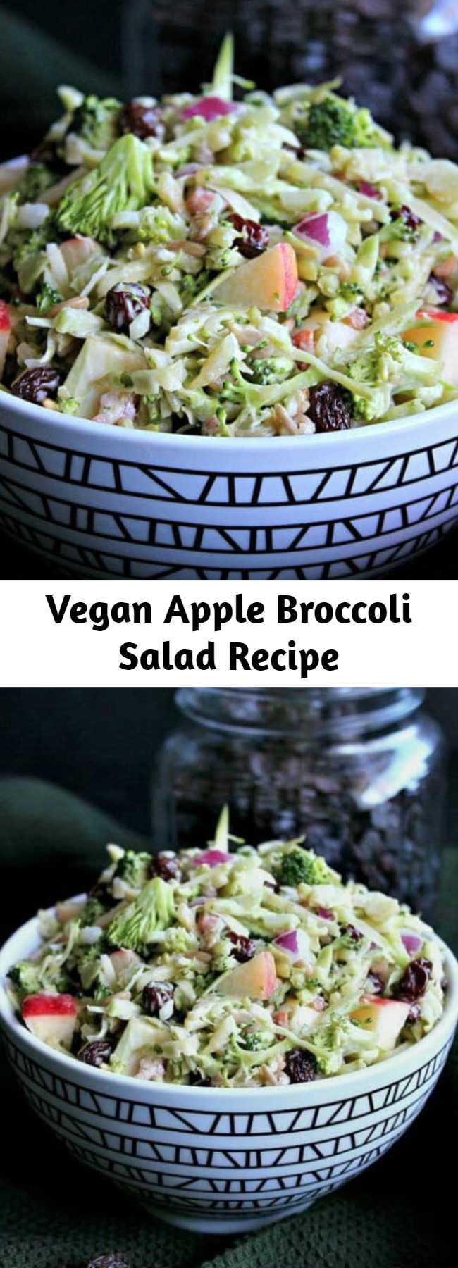 Vegan Apple Broccoli Salad Recipe - Vegan Apple Broccoli Salad has everyone's favorite vegetables and fruits with a slightly sweet and tangy dressing. #salads #sides #apple #applesalads #broccolisalads