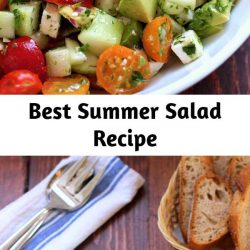 Best Summer Salad Recipe This tomato, cucumber, avocado salad is an easy, healthy, flavorful summer salad. It’s crunchy, fresh and simple to make. It’s a family favorite and ready in less than 15 minutes.