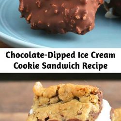How do you make an ice cream sandwich with chocolate chip cookies even better? Dip it in chocolate. Boom!
