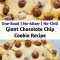 An incredibly FAST and EASY recipe that produces one GIANT soft and chewy cookie that’s loaded with chocolate!! One bowl to wash, no mixer, and no waiting!!