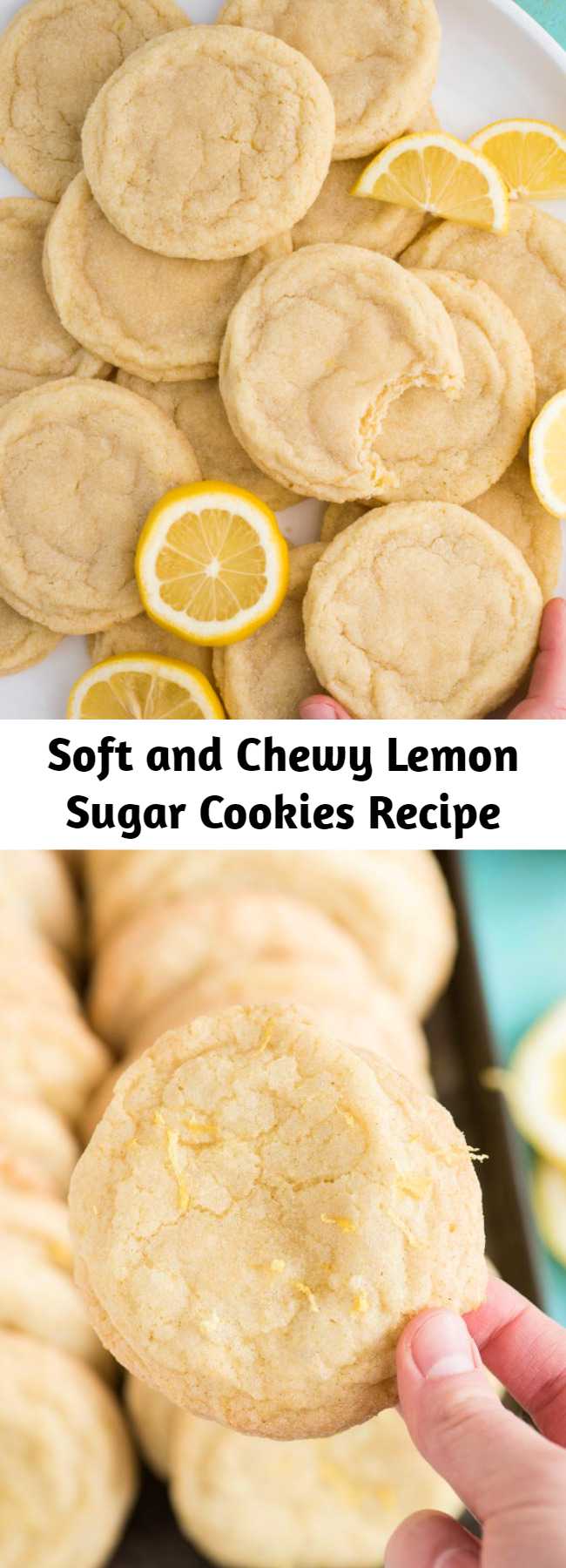 Soft and Chewy Lemon Cookies are a crowd favorite cookie that you can make anytime of the year. These lemon sugar cookies are thick and chewy and easy to freeze. Easy to make in one bowl with fresh lemon and everyday ingredients. #lemoncookies #sugarcookies #cookies