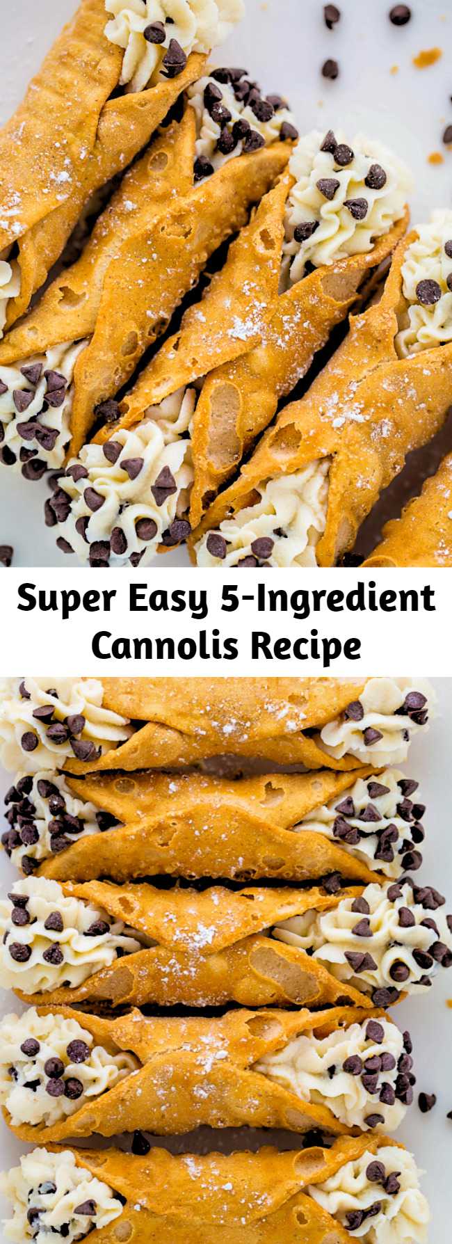 An easy and delicious recipe for 5-Ingredient Cannolis! This classic Italian dessert is always a crowd-pleaser. So if you’ve been searching for a foolproof recipe for cannoli filling, this one’s for you!