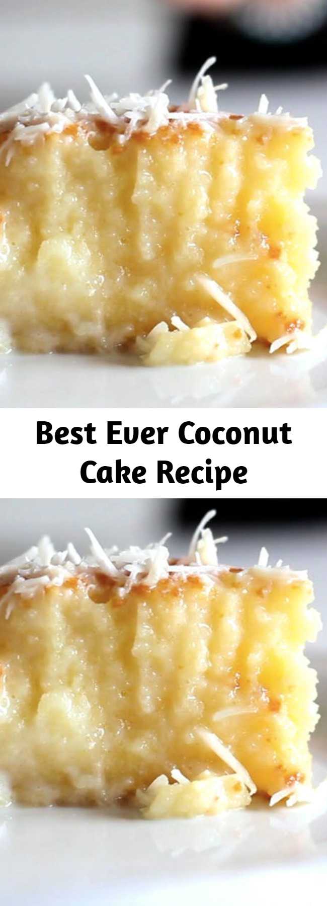 Best Ever Coconut Cake Recipe - A cake with a rich coconut base and grated coconut topping.