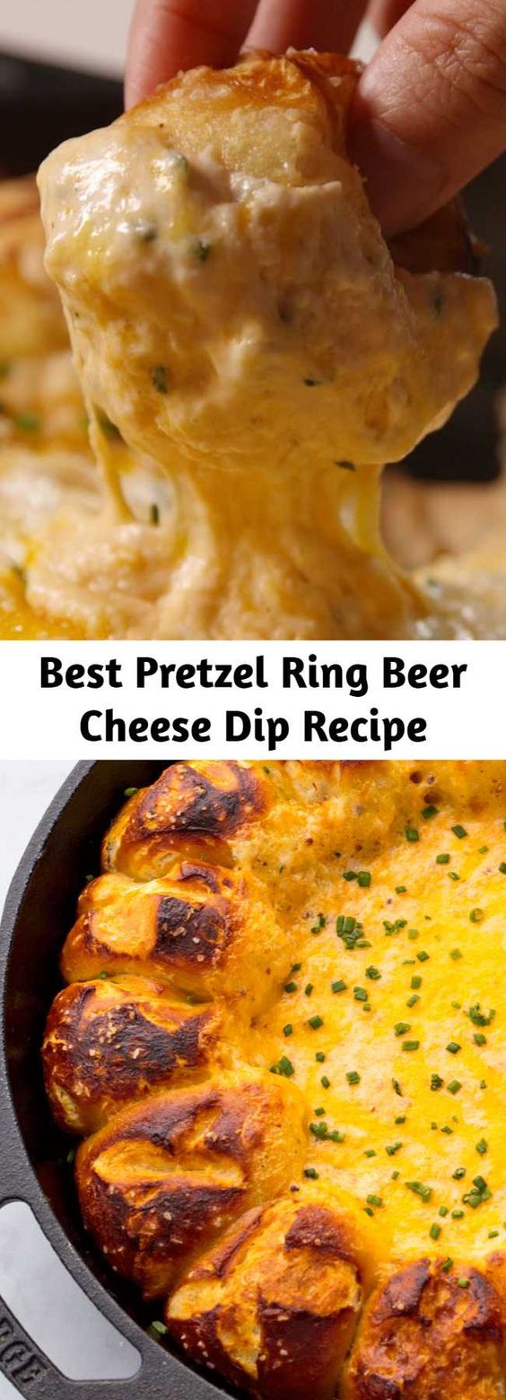 Best Pretzel Ring Beer Cheese Dip Recipe - Looking for an beer cheese dip recipe? This recipe combines cheddar, pale ale, cream cheese, and garlic to make the BEST beer cheese ever. If you want to take it a step further, serve it in a ring of pretzeled store-bought biscuits.