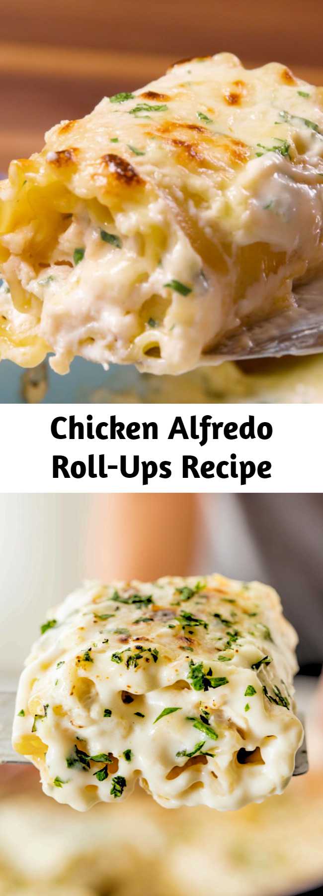Chicken Alfredo Roll-Ups Recipe - Chicken alfredo roll-ups are a dreamy, creamy weeknight dinner masterpiece.
