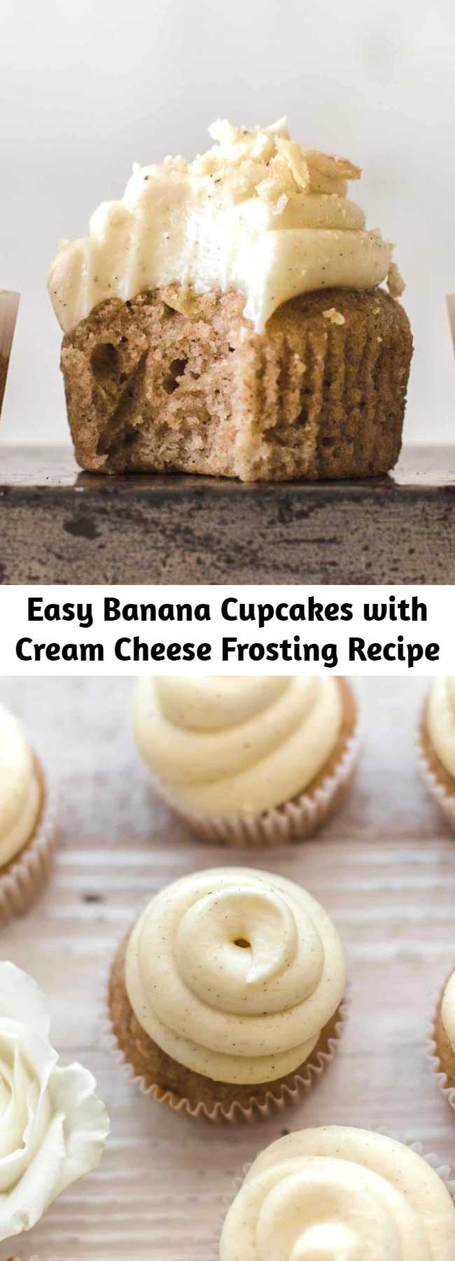 This super delicious Banana Cupcakes with Cream Cheese Frosting recipe is very easy to make. Made from scratch with fresh bananas. Soft, moist, and creamy. #cupcakes #creamcheese #frosting #banana #bananacupcakes #creamcheesefrosting #baking #recipeoftheday