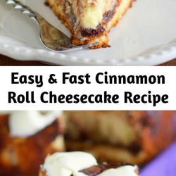 Easy & Fast Cinnamon Roll Cheesecake Recipe This Cinnamon Roll Cheesecake is cheesecake with cinnamon roll dough base and buttery cinnamon swirled throughout. The top is frosted with thick cream cheese frosting.