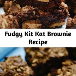 Fudgy Kit Kat Brownie Recipe Deliciously thick and fudgy chocolate brownies that are stuffed with whole KitKats, and generously topped with broken KitKats! We added some Kit Kats and took brownies to a whole new level.