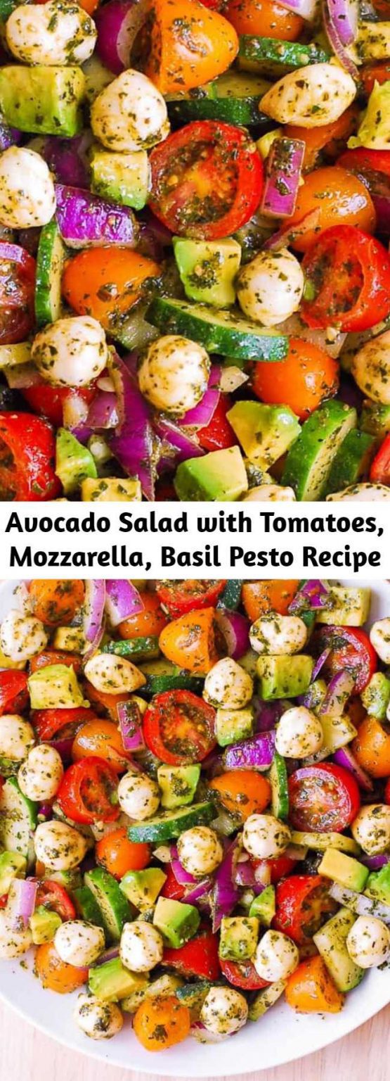 Avocado Salad with Tomatoes, Mozzarella, Basil Pesto Recipe Mom