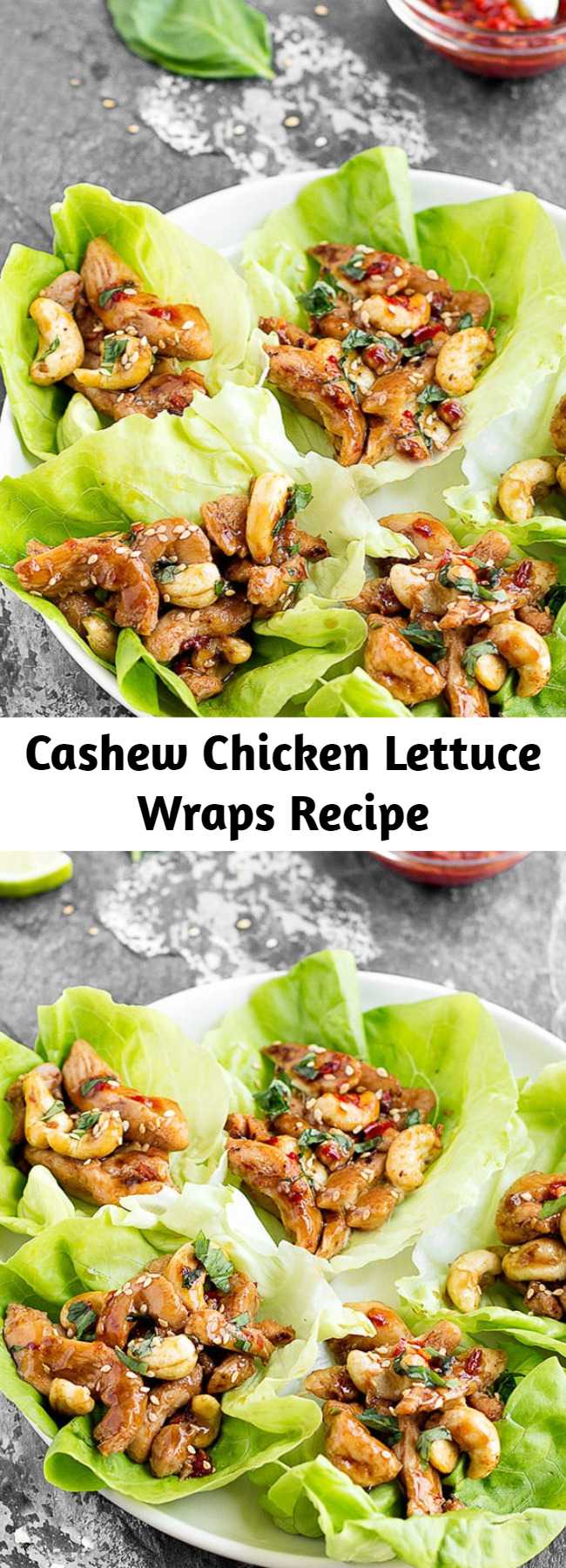 Cashew Chicken Lettuce Wraps Recipe - These Cashew Chicken Lettuce Wraps are perfect for lunch, dinner, or even as a tasty appetizer. Simple, easy and healthy. Each wrap has only 165 calories!