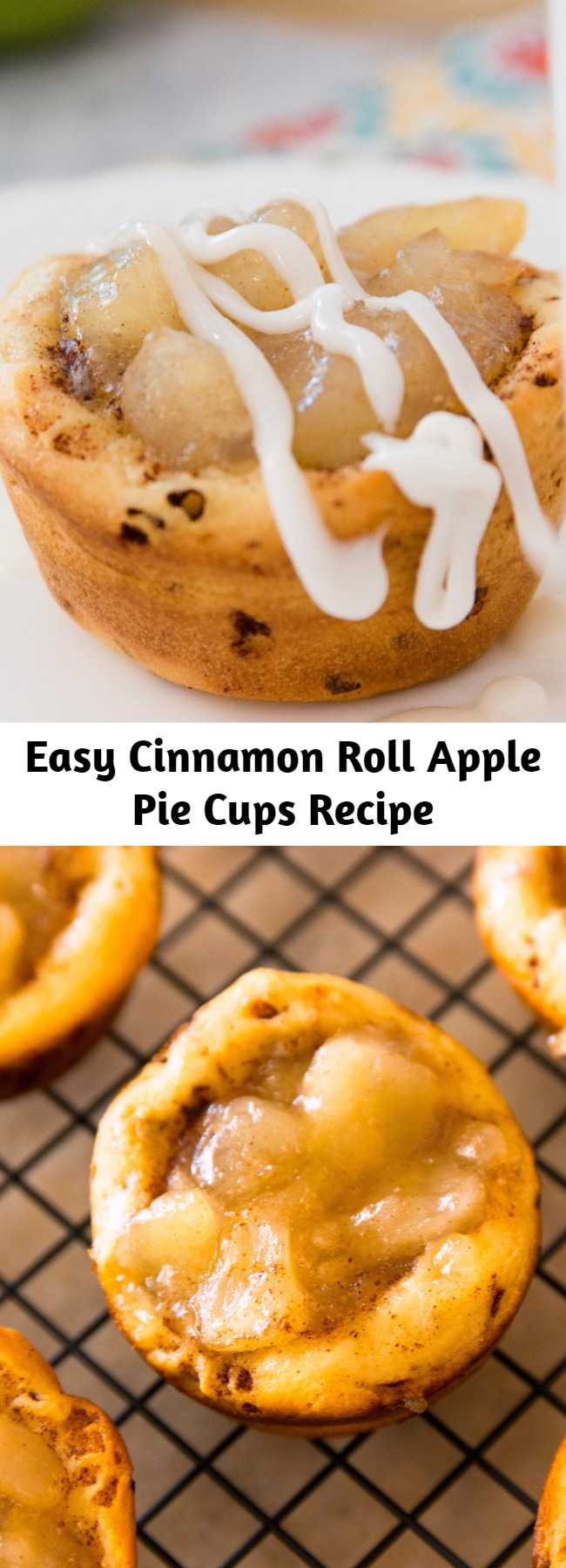 Easy Cinnamon Roll Apple Pie Cups Recipe - These Cinnamon Roll Apple Pie Cups are always a hit with their pillowy soft crust and velvety filling! This easy apple dessert needs just 3 ingredients and is ready in 25 minutes. They’re fabulous anytime and perfect for parties, potlucks and holidays!