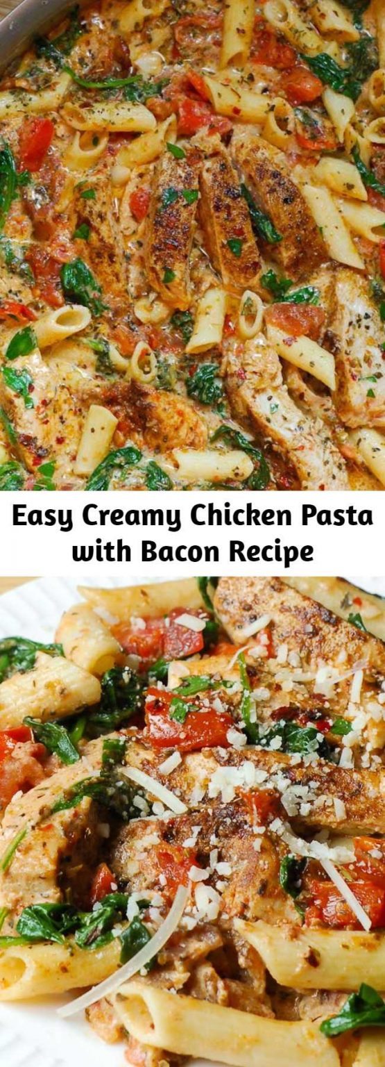 Easy Creamy Chicken Pasta with Bacon Recipe – Mom Secret Ingrediets