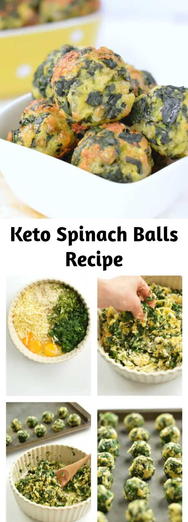 Keto Spinach Balls Recipe - These spinach balls are the best keto appetizer with a delicious cheesy chewy texture and spinach garlic flavor. Plus, the recipe is gluten-free so all your friends can enjoy them! #ketoappetizer #keto #spinachballs #spinach #thanksgiving #snack #lowcarb #almondflour #glutenfree #ketorecipes