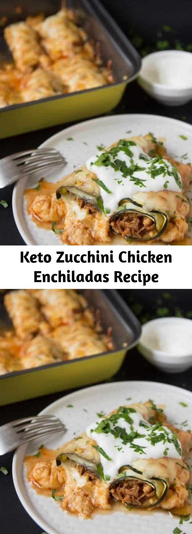Keto Zucchini Chicken Enchiladas Recipe - This keto-friendly version of Mexican chicken enchiladas using zucchini instead of tortillas will be a tasty low-carb dinner for you and your family.