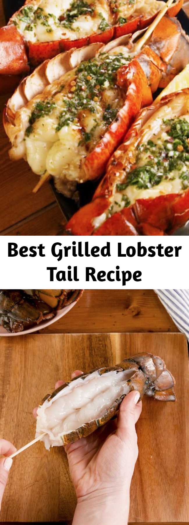 Best Grilled Lobster Tail Recipe - Lobster tail is kinda expensive, and therefore it seems pretty fancy. But it's actually incredibly easy to make. This recipe comes together in under 30 minutes and is the perfect dinner to make for a special occasion. The herb butter is PERFECT. #grilledlobster #lobstertail #howtogrilllobster #grilling #seafood #lobster
