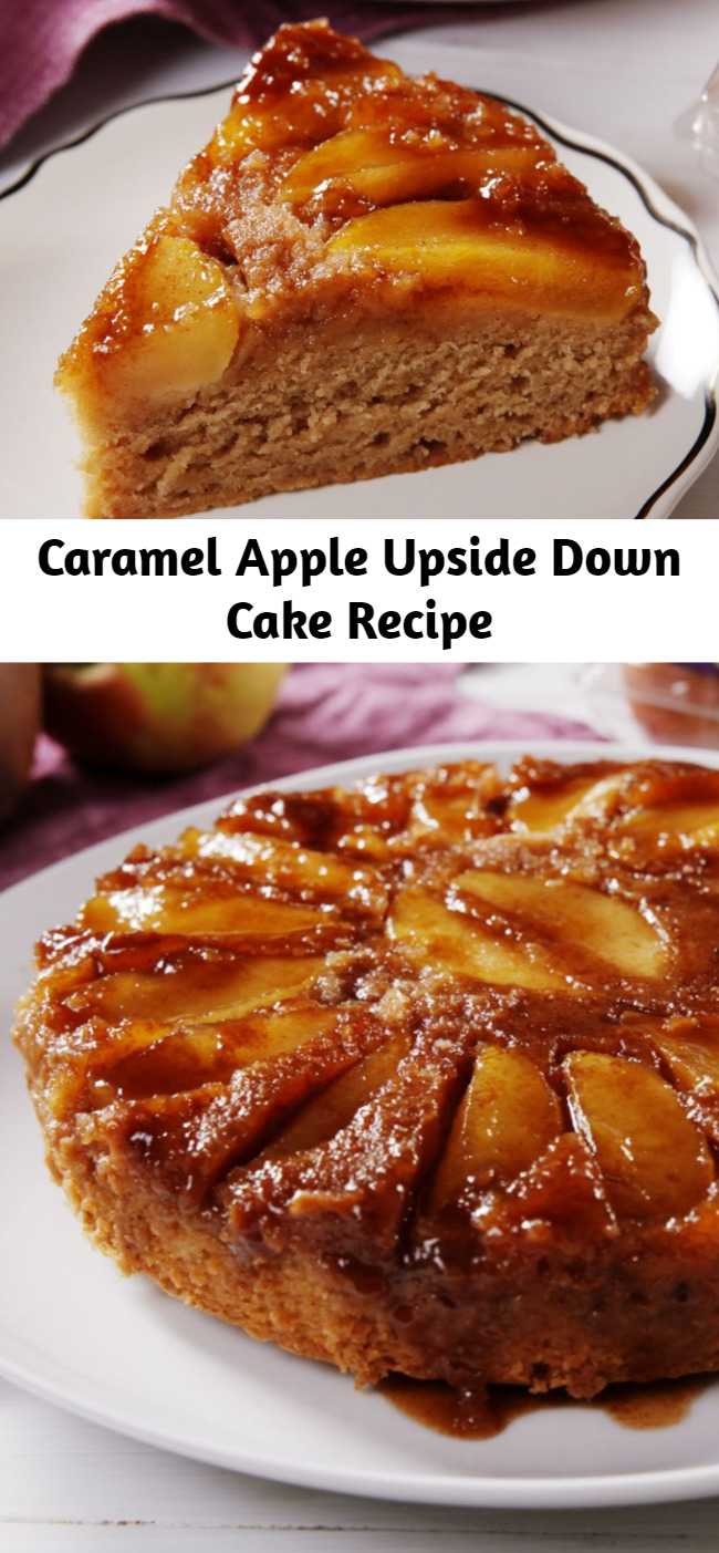 Caramel Apple Upside Down Cake Recipe - Move over, pineapple! This is our new favorite upside-down cake. This tastes like a spice cake crossed with a caramel apple and we are INTO IT. After tasting this Caramel Apple Upside Down Cake, you won't want any other apple cake.