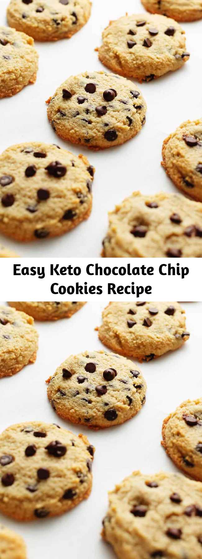 Easy Keto Chocolate Chip Cookies Recipe - These keto chocolate chip keto cookies are low carb, gluten free, amazingly delicious, and kid approved! Easy to make with only 1 bowl and 2 net carbs per cookie! These are truly no fuss. You can literally dump everything in the mixing bowl and they will turn out perfect every time.