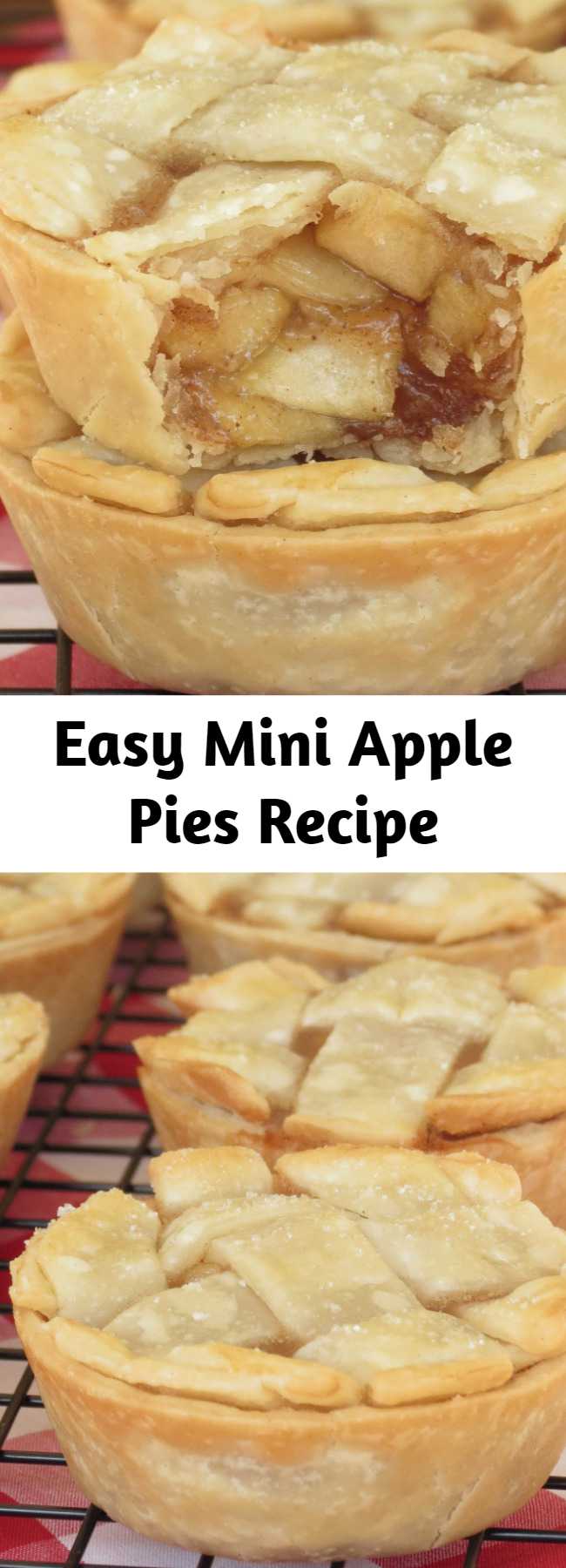 Easy Mini Apple Pies Recipe - These adorable little pies are super easy to make and the filling is so delicious, everyone will love them!