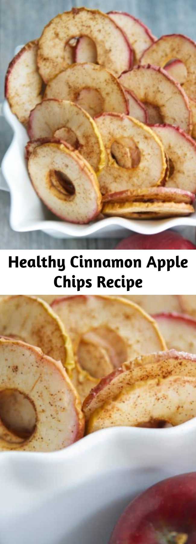 Healthy Cinnamon Apple Chips Recipe - Cinnamon Apple Chips, made with a few simple ingredients like McIntosh apples, cinnamon and sugar are a healthy snack your whole family will love.