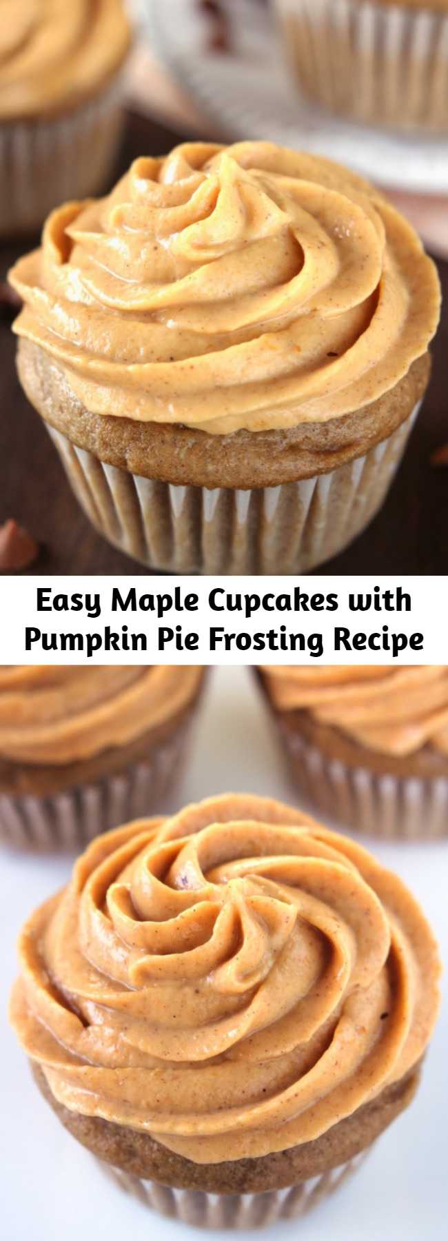 Easy Maple Cupcakes with Pumpkin Pie Frosting Recipe - Easy, lightened-up cupcakes filled with fall flavors! Sweet, cozy & the perfect comfort food treat. Just wait ’til you try that creamy frosting! The creamy frosting tastes even better than pumpkin pie on Thanksgiving! They’re best if eaten the same day they’re assembled, but you can store any leftovers in an airtight container in the refrigerator for up to 3 days.