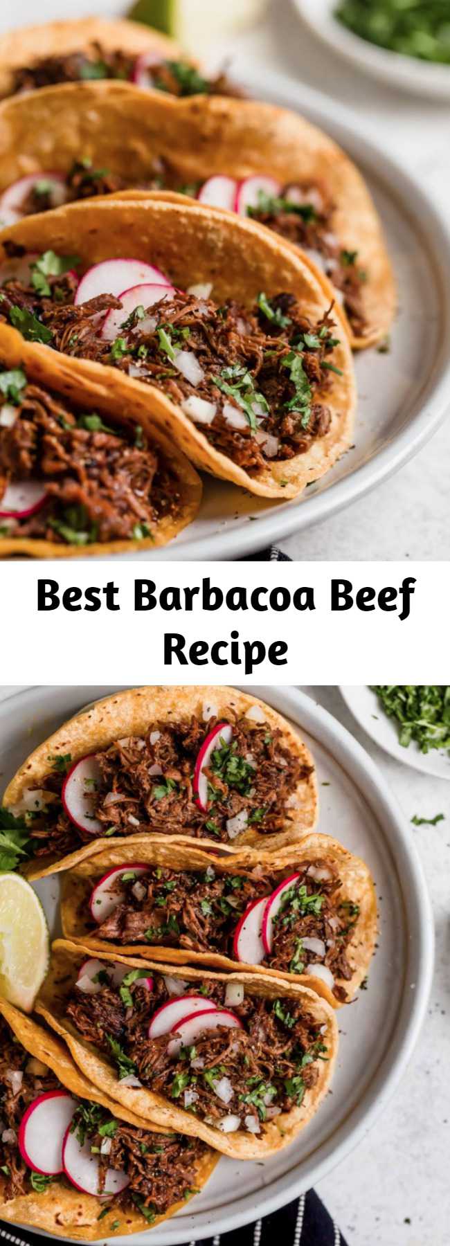 Best Barbacoa Beef Recipe - The best Barbacoa Beef recipe! This flavorful meat is deliciously seasoned and cooked low and slow until perfectly tender. Layer it in tortillas with all your favorite toppings for a crave-worthy dinner! #barbacoa #beef #tacos #mexicanrecipe