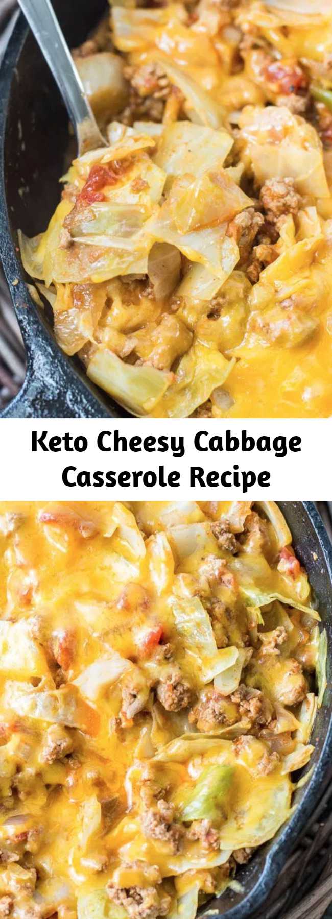 Keto Cheesy Cabbage Casserole Recipe - This Keto One Pan Cabbage Casserole is a low carb, easy dinner ready in 30 minutes! The perfect easy keto dinner! Under 9 net carbs per serving! #keto #lowcarb #onepan