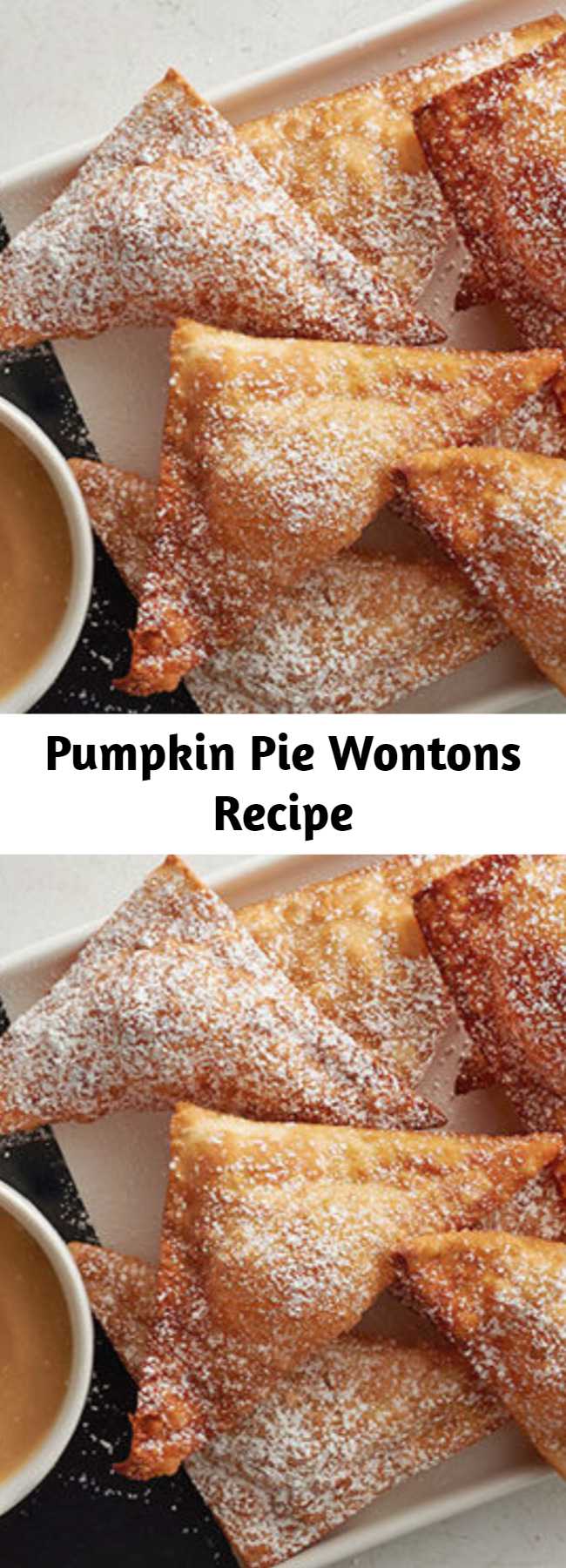 Pumpkin Pie Wontons Recipe - Magical pumpkin pie-flavored deep-fried goodness with a creamy maple dip on the side.