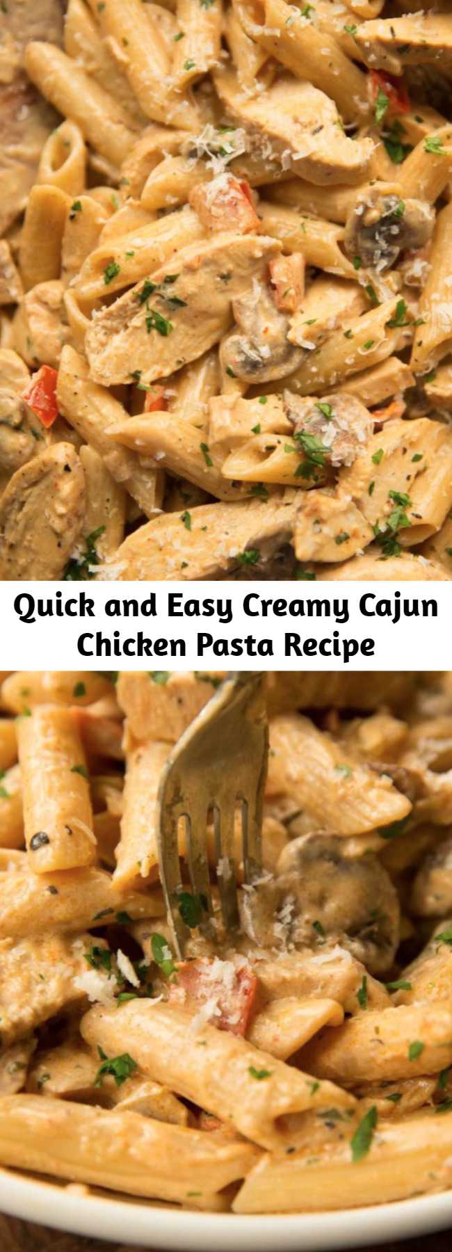 Quick and Easy Creamy Cajun Chicken Pasta Recipe - This Creamy Cajun Chicken Pasta couldn't be any more delicious if it tried! Better still, it makes the perfect quick and easy family dinner. Serves 4 big portions, 5 modest. #cajun #cajunchicken #chicken #pasta