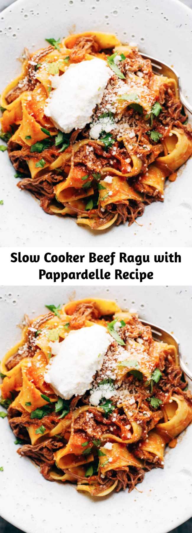 Slow Cooker Beef Ragu with Pappardelle Recipe - Easy comfort food #pasta #pappardelle #brunch