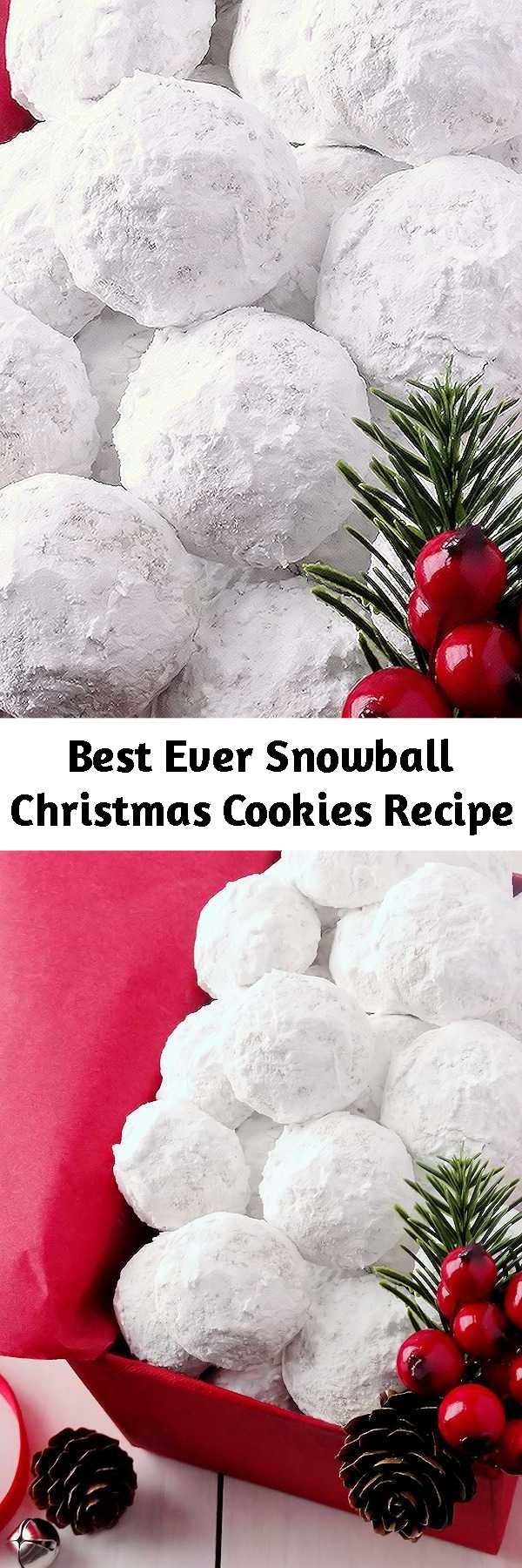 Best Ever Snowball Christmas Cookies Recipe - Simply the best! Buttery, never dry, with plenty of walnuts for a scrumptious melt-in-your-mouth shortbread cookie (also known as Russian Teacakes or Mexican Wedding Cookies). Everyone will LOVE these classic Christmas cookies!