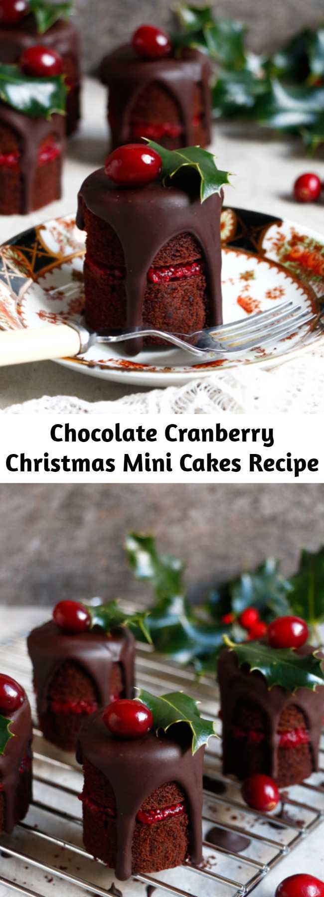 Chocolate Cranberry Christmas Mini Cakes Recipe - Chocolate Cranberry Christmas Mini Cakes Recipe. Vegan, gluten-free and nut-free wholesome chocolate mini cakes filled with quick cranberry chia jam.