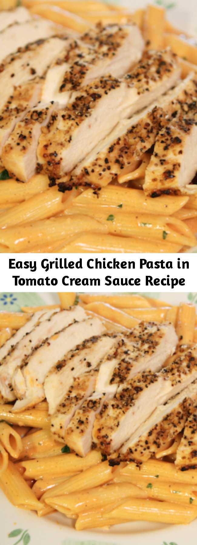 Easy Grilled Chicken Pasta in Tomato Cream Sauce Recipe - This Grilled Chicken Pasta in Tomato Cream Sauce recipe always tastes like it was made by a professional chef! Luckily, this is one dish that anyone can pull off!