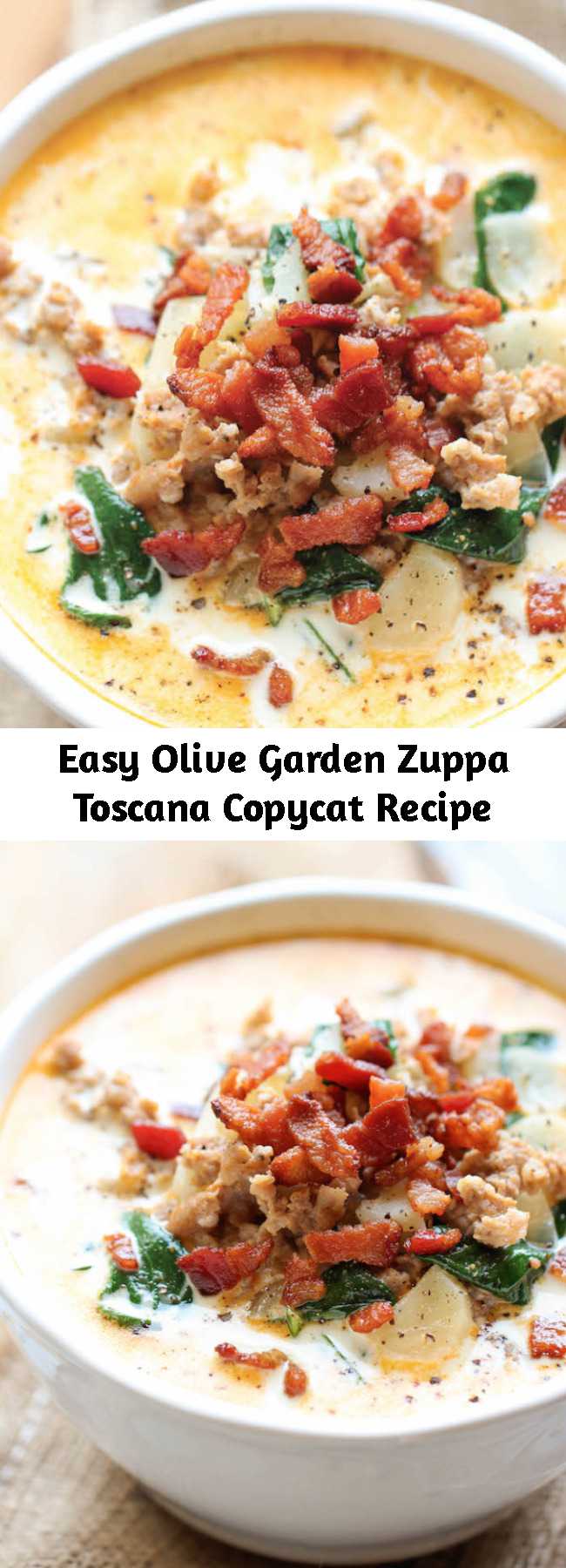 Easy Olive Garden Zuppa Toscana Copycat Recipe - This copycat recipe is budget-friendly, incredibly easy to make, and tastes a million times better than the original!