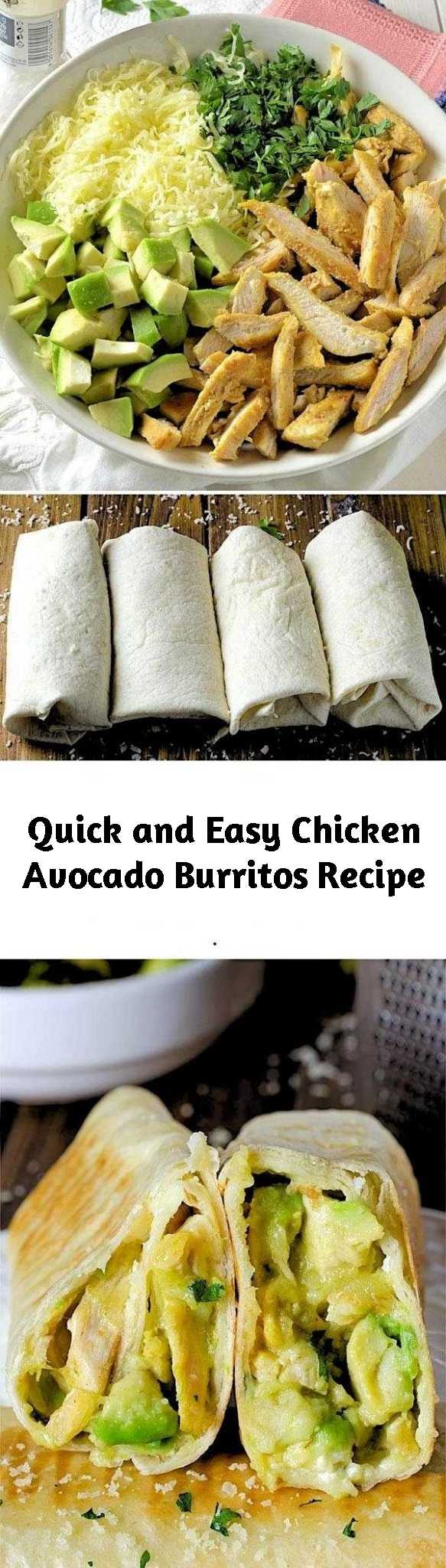 Quick and Easy Chicken Avocado Burritos Recipe - Looking for quick and easy dinner recipes? This Chicken Avocado Burritos come together with just 15 min prep! If you are in a big hurry to prepare a beautiful lunch or dinner, maybe it’s time for you to try the healthy and easy Chicken Avocado Burritos. I consider this a real trick up my sleeve for situations like this just like this Chicken Avocado Salad Roll Ups. #healthydinnerrecipes #easyrecipes #chickenavocado