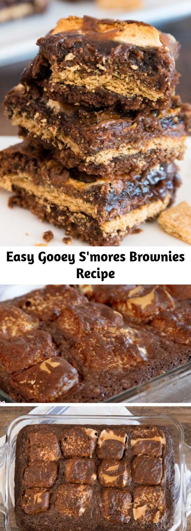 Easy Gooey S'mores Brownies Recipe - S’mores Brownies are chewy, moist and ooey gooey good! This easy recipe combines brownies with graham crackers, marshmallows for a decadent dessert nobody can resist! Perfect for game day, parties, holidays and everyday indulgences.