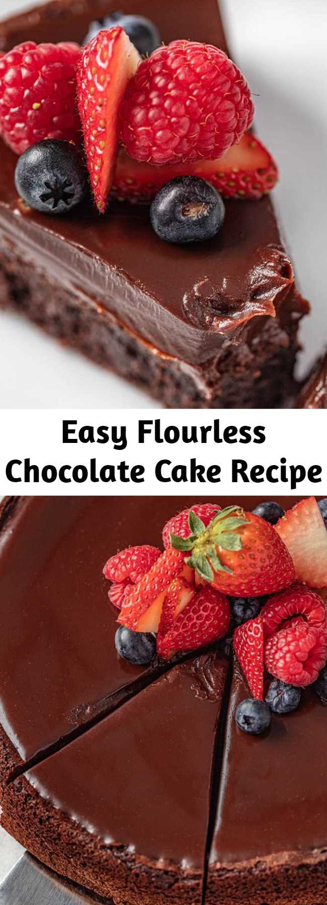 Easy Flourless Chocolate Cake Recipe - Flourless Chocolate Cake is rich, dense, and fudgy and incredibly easy to make. It's a classic chocolate cake recipe that also just so happens to be gluten-free.