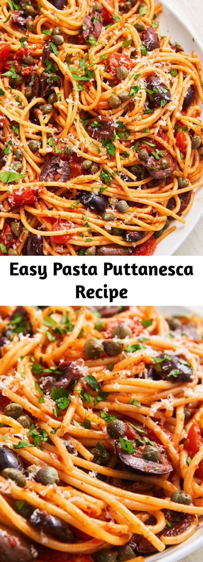 Easy Pasta Puttanesca Recipe - With an extremely fragrant sauce, this pasta is to die for. Bursting with flavor and so easy to prepare, you'll be craving this pasta every week. Don't shy away from the magic of anchovy in this Pasta Puttanesca.