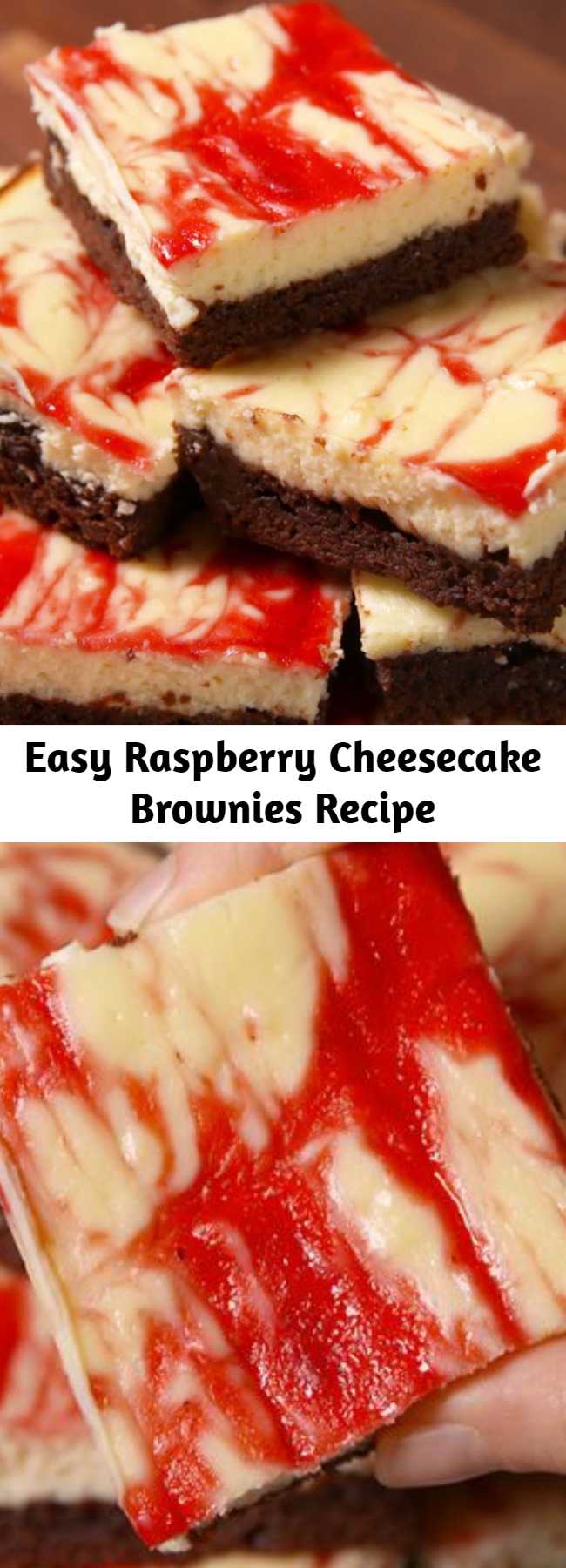 Easy Raspberry Cheesecake Brownies Recipe - Be a dessert superhero and make this easy recipe for raspberry cheesecake brownies.