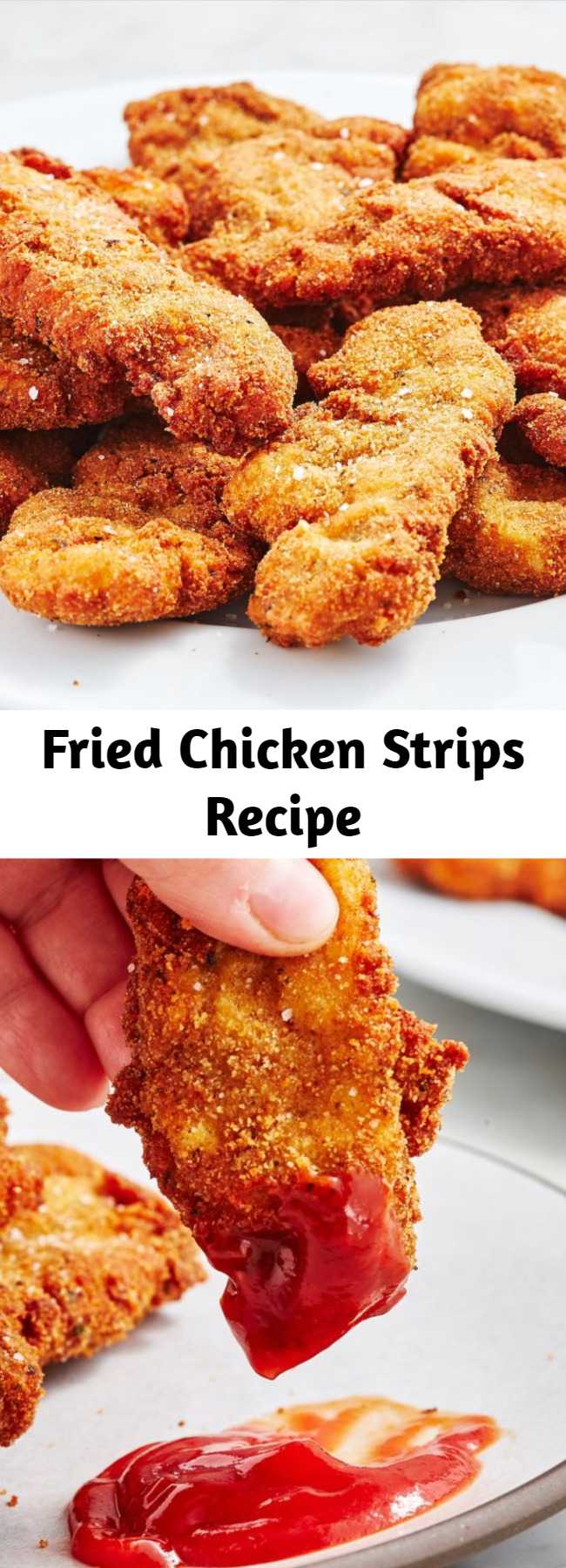 Fried Chicken Strips Recipe - Ahh fried chicken strips take us right back to our childhood. This homemade version makes the tenders so much better and is honestly just what makes us feel better about eating them as an adult.