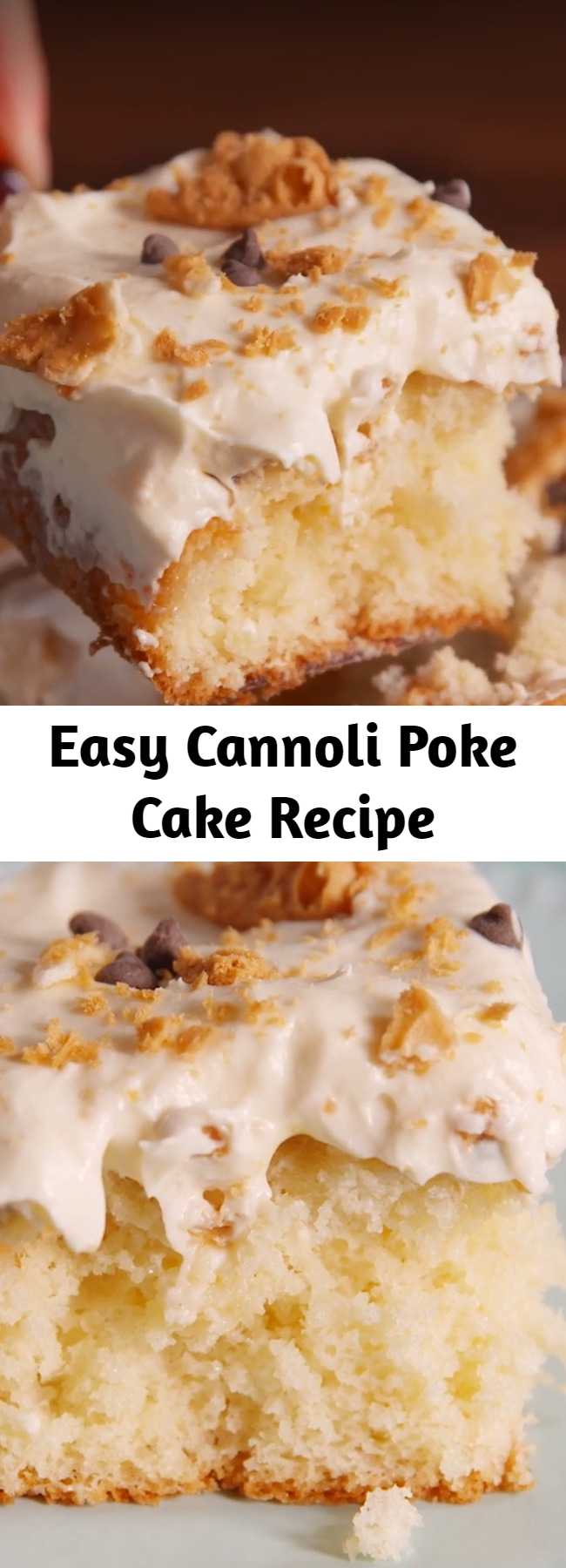 Easy Cannoli Poke Cake Recipe - Cannoli poke cake is the feed-a-crowd way to serve cannoli. Cannoli is breaking out of its shell and we aren't mad about it.