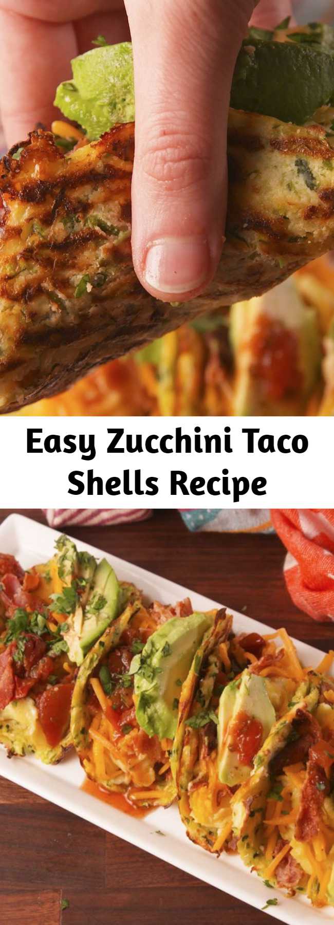 Easy Zucchini Taco Shells Recipe - Turn zucchini into taco shells for your next taco night. #easy #recipe #healthy #zucchini #taco #tacoshells #diet #lowcarb #lowcarbdiet