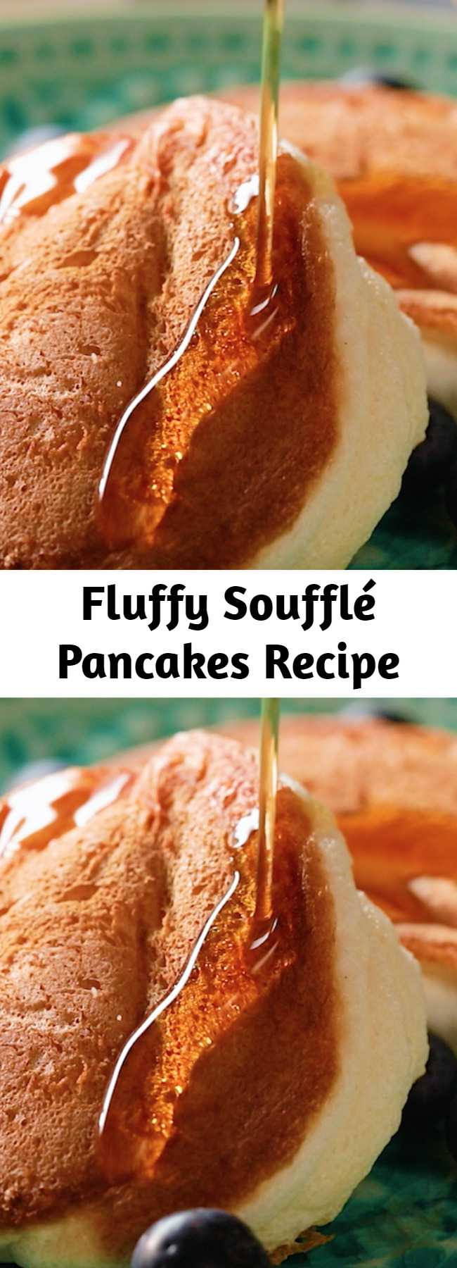 Fluffy Soufflé Pancakes Recipe - You've probably heard of Japanese pancakes. They're as fluffy as a cloud. We give you fluffy soufflé pancakes, a recipe you will never get over. Not only are they the tastiest, but they're also light as a feather! We won't blame you for topping them with bananas or strawberries.