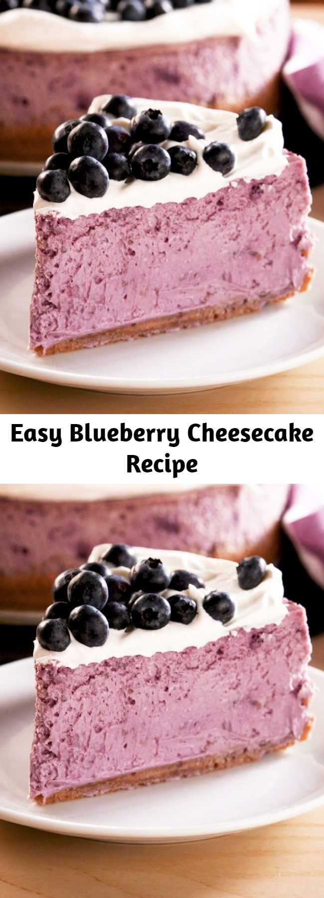 Easy Blueberry Cheesecake Recipe - Swirling blueberry puree into cheesecake batter isn't only beautiful, it's extremely delicious. 