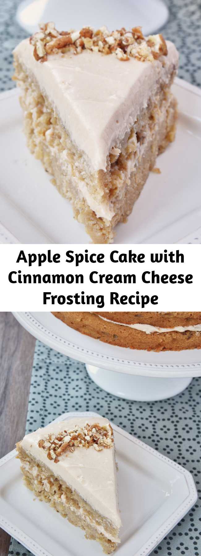 Apple Spice Cake with Cinnamon Cream Cheese Frosting Recipe - Apple Spice Cake with Cinnamon Cream Cheese Frosting is a delicious celebration of all things fall with lots of apples and fall spices.