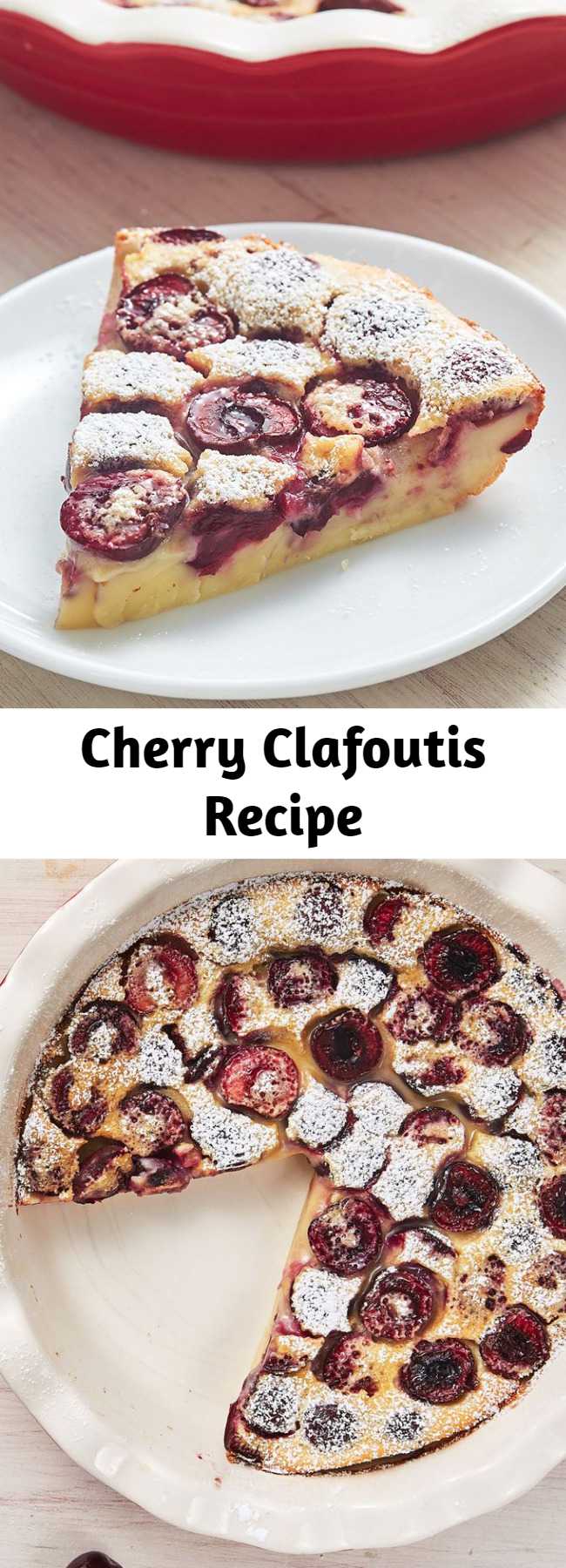 Cherry Clafoutis Recipe - This sweet Cherry Clafoutis is like a cross between flan and cake, lightly flavored with a tablespoon of amaretto liqueur.