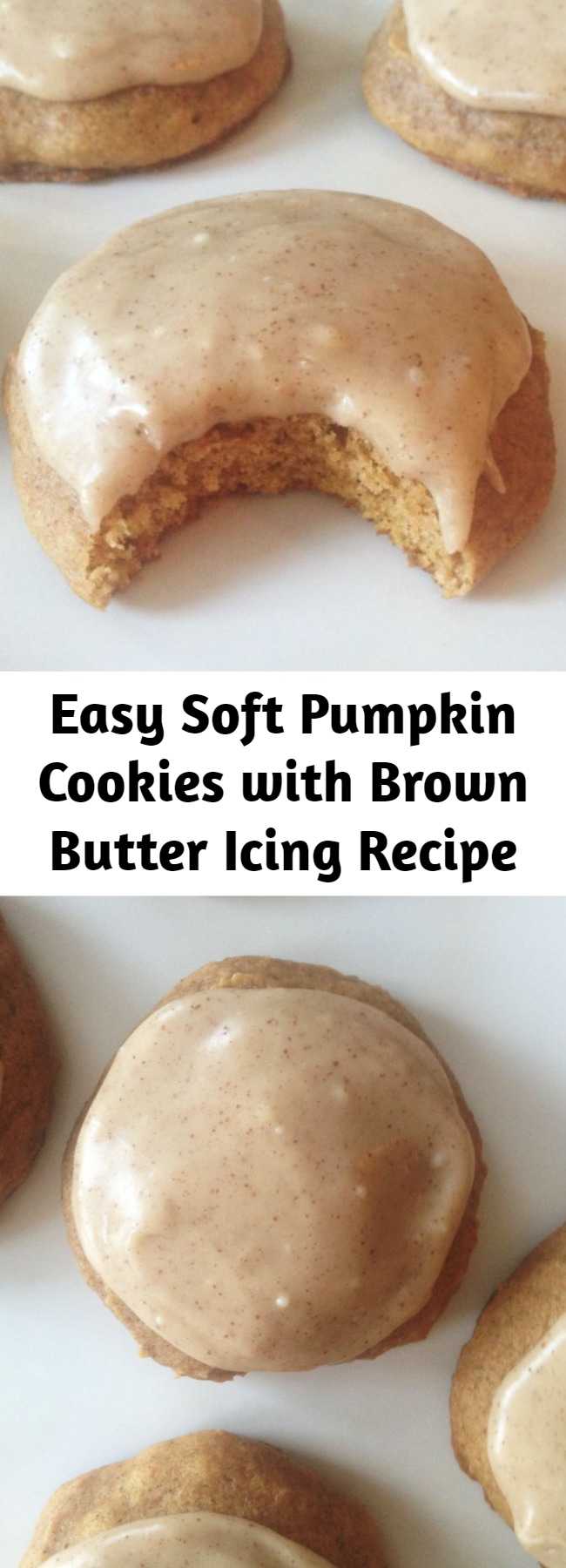 Easy Soft Pumpkin Cookies with Brown Butter Icing Recipe - A soft and tender cake-like pumpkin cookie with pumpkin pie spices, slathered with an amazing brown butter frosting! These Pumpkin Cookies with Brown Butter Icing is the pumpkin recipe that started the whole pumpkin obsession for me, and they do not disappoint!