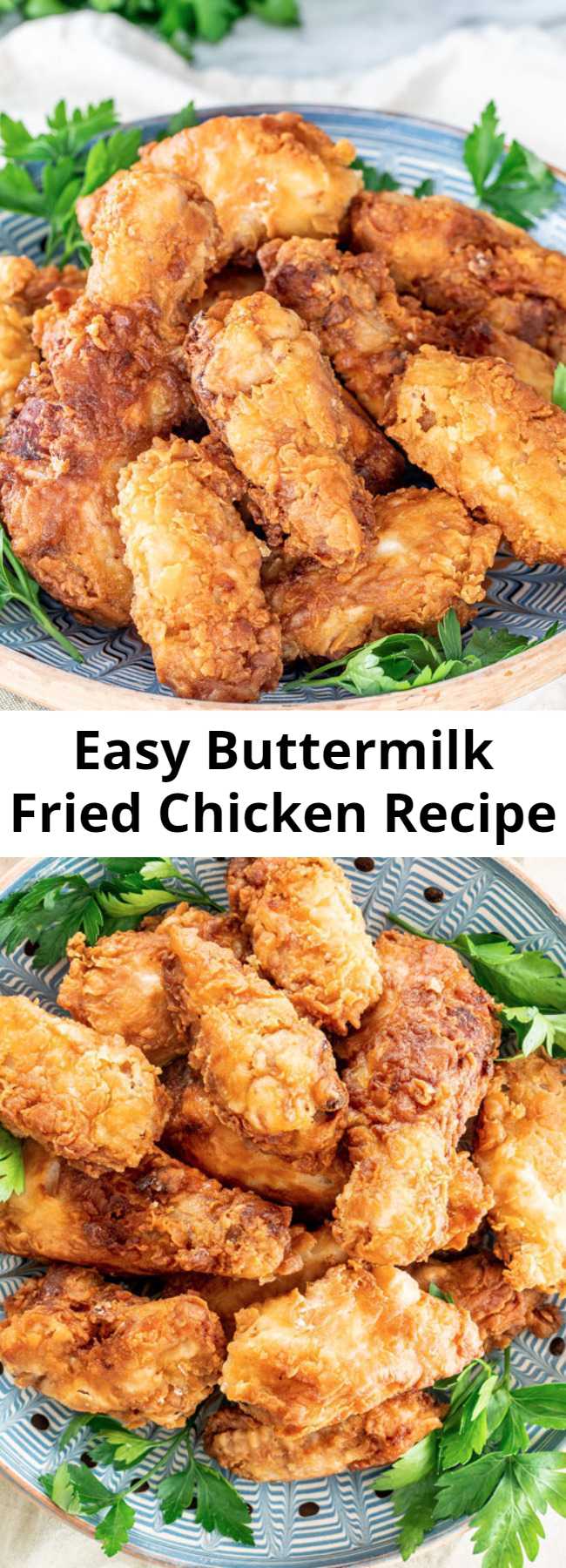 Easy Buttermilk Fried Chicken Recipe - This is the BEST EVER Buttermilk Fried Chicken! Super juicy and tender on the inside yet crispy on the outside and bursting with flavor! Perfect for lunch or dinner and served with a side salad.